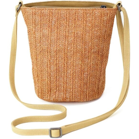 Cylindrical Crossbody Bag Women Straw PP Fabric Zipper Fashion Travel main image 6